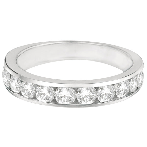 Channel-Set Round Diamond Ring Band 14k White Gold (1.25ct)