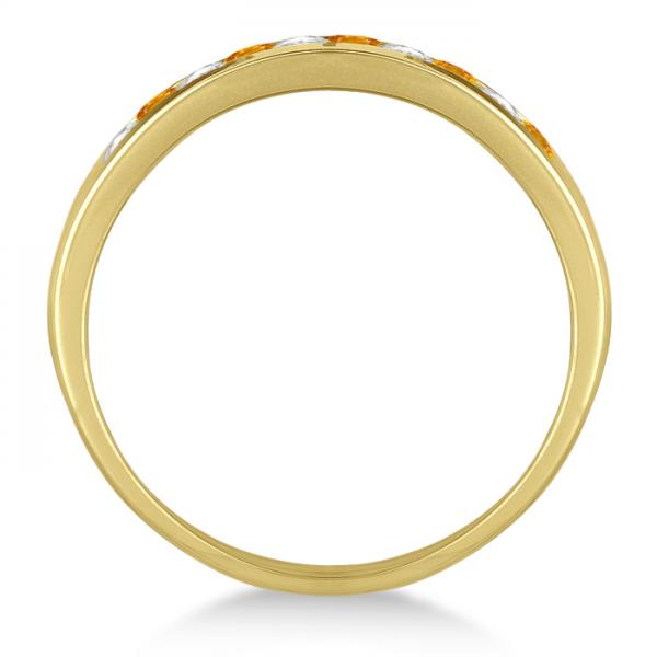 Diamond & Tzavorite Eternity Ring Guard Band 14K White Gold (0.64ct)