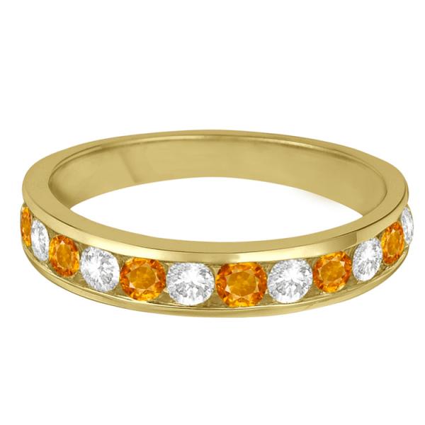 Diamond & Tzavorite Eternity Ring Guard Band 14K White Gold (0.64ct)