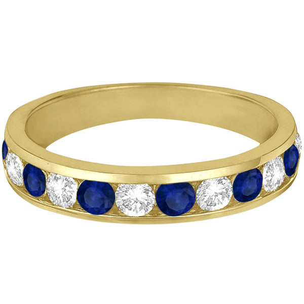 Channel-Set Sapphire & Diamond Ring Band 14k Yellow Gold (1.20ctw)