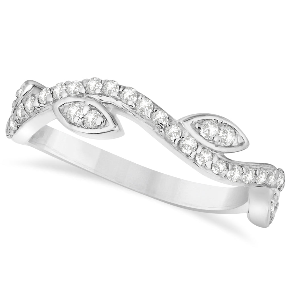 Diamond Marquise Shape Vine Leaf Ring Band 14k White Gold (0.36ct)
