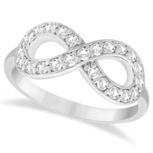 Twisted Diamond Infinity Ring Pave Set in 14k White Gold (0.50ct)