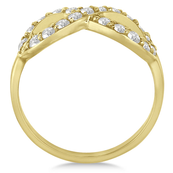 Pave Set Diamond Infinity Loop Ring in 14k Yellow Gold (0.65 ct)