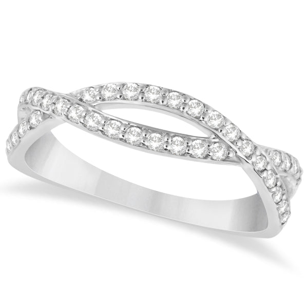 Pave Set Diamond Twisted Infinity Band in 14k White Gold (0.32ct)