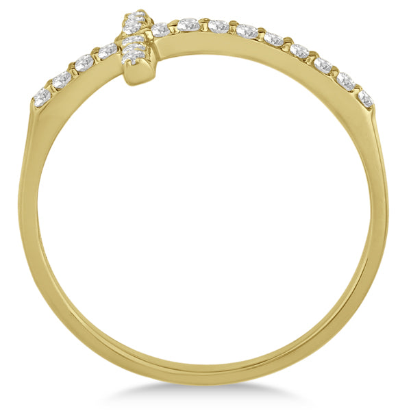 Modern Sideways Diamond Cross Fashion Ring in 14k Yellow Gold (0.20ct)