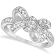 Pave Set Diamond Bow Tie Fashion Ring in 14k White Gold (0.26 ct)