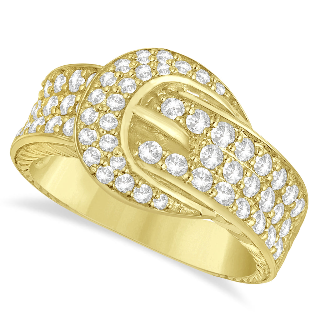 Diamond Belt Buckle Ring 14k Yellow Gold (1.01ct)