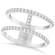 Double Open Circle Abstract Diamond Ring Band 14k White Gold 0.45ct
