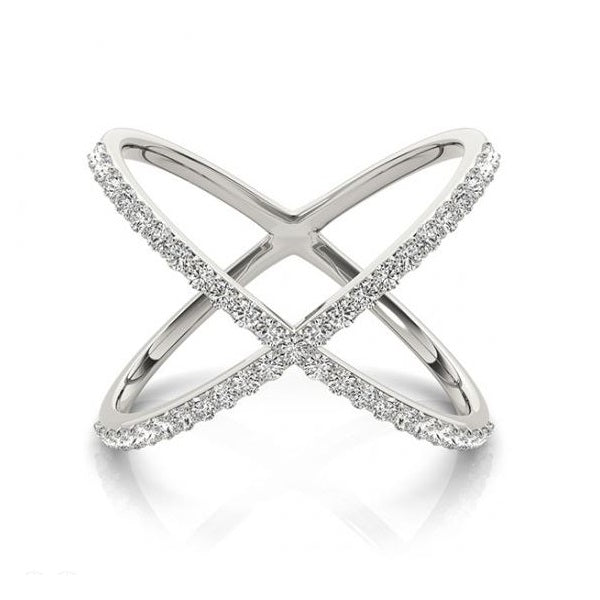 X Shaped Diamond Ring 18k White Gold 0.50ct
