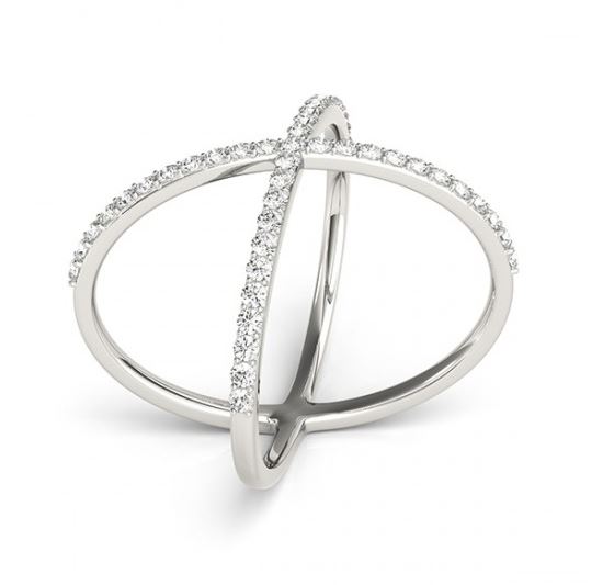 X Shaped Diamond Ring 14k White Gold 0.50ct