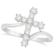 Diamond Religious Cross Twisted Ring 14k White Gold (0.33ct)