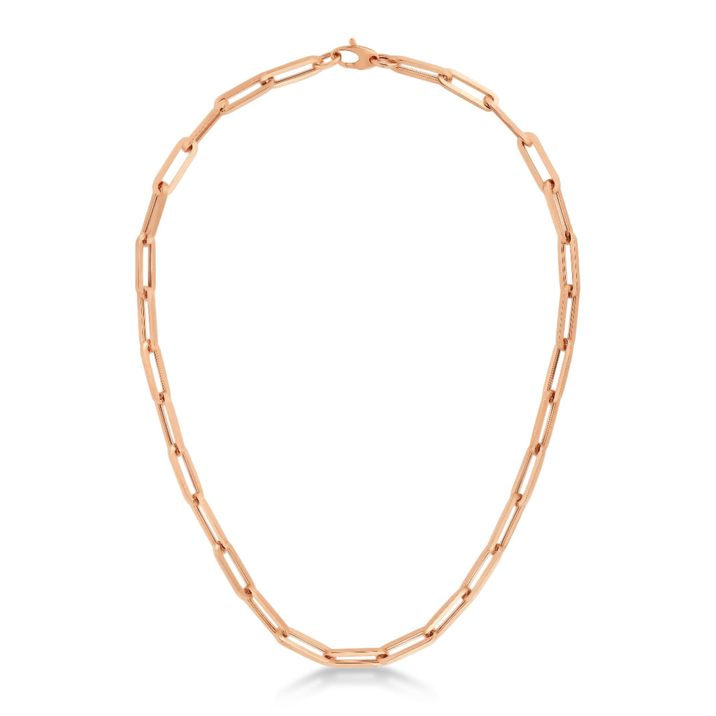 Large Paperclip Link Chain Necklace 14k Rose Gold (6.1mm)