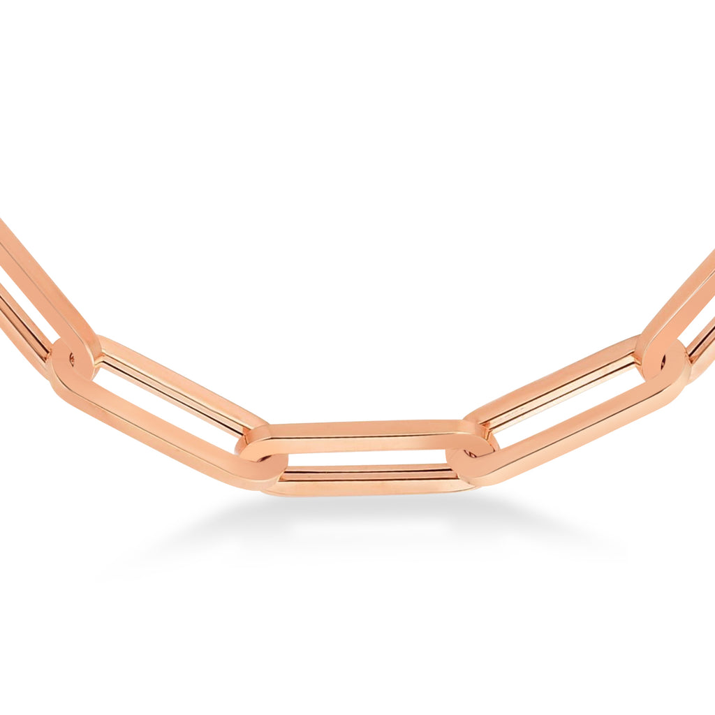 Large Paperclip Link Chain Necklace 14k Rose Gold (6.1mm)