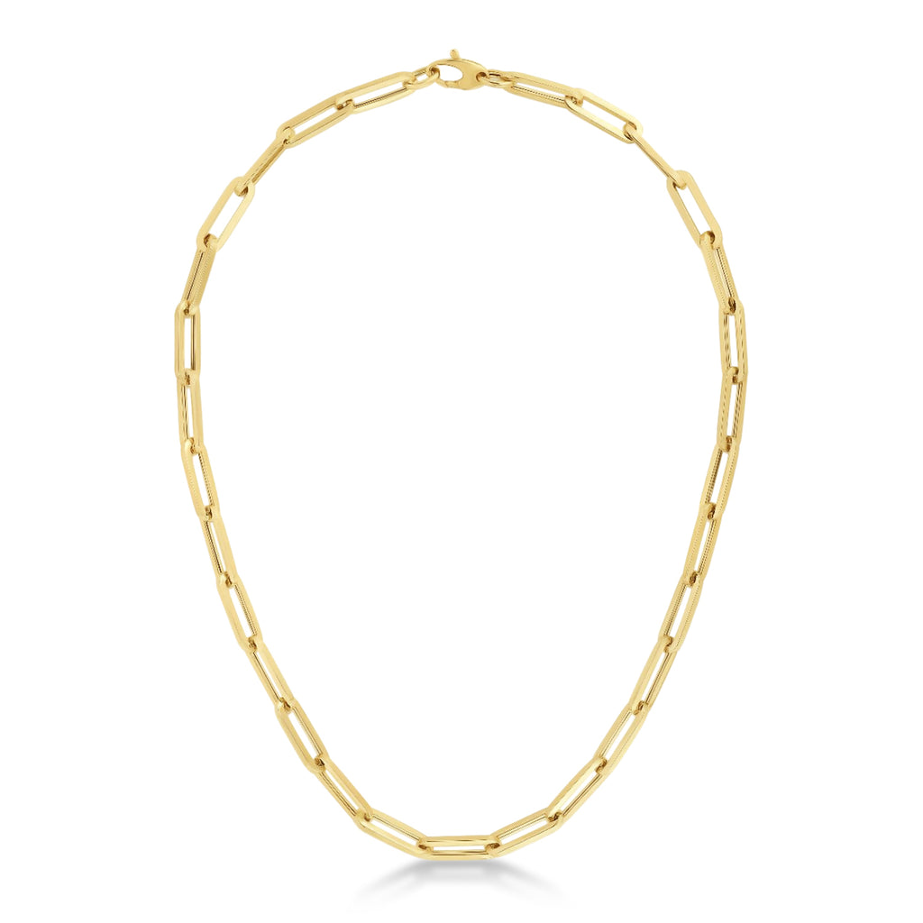Large Paperclip Link Chain Necklace 14k Yellow Gold (6.1mm)