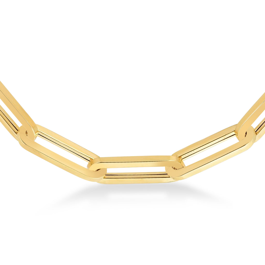 Large Paperclip Link Chain Necklace 14k Yellow Gold (6.1mm)