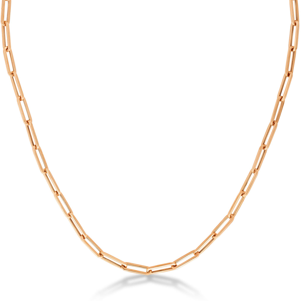Medium Paperclip Link Chain Necklace 14k Rose Gold (4.2mm)