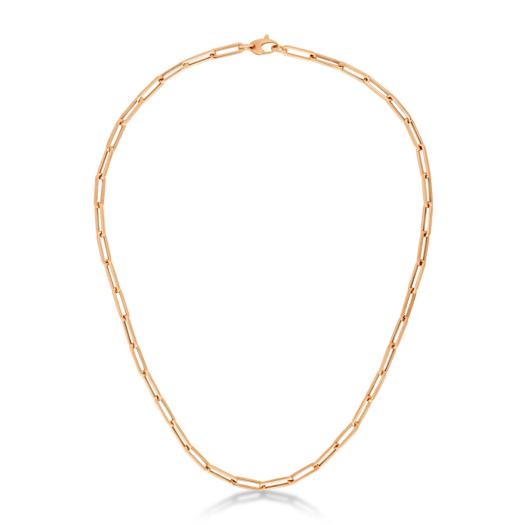 Medium Paperclip Link Chain Necklace 14k Rose Gold (4.2mm)