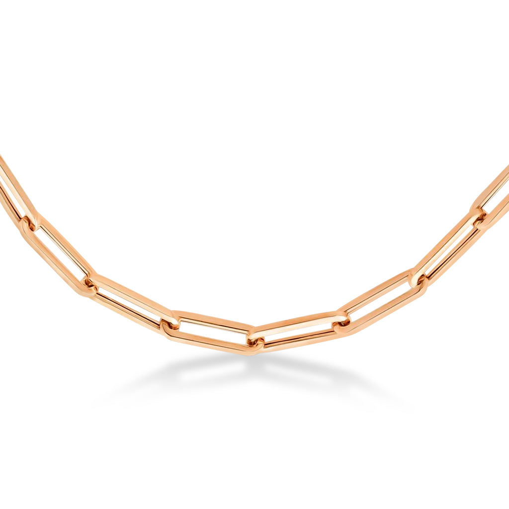 Medium Paperclip Link Chain Necklace 14k Rose Gold (4.2mm)