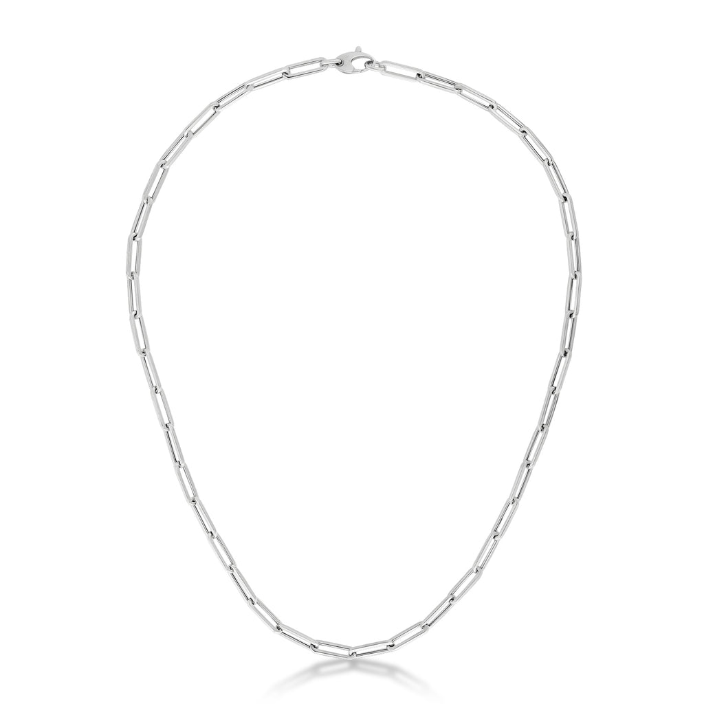 Medium Paperclip Link Chain Necklace 14k White Gold (4.2mm)