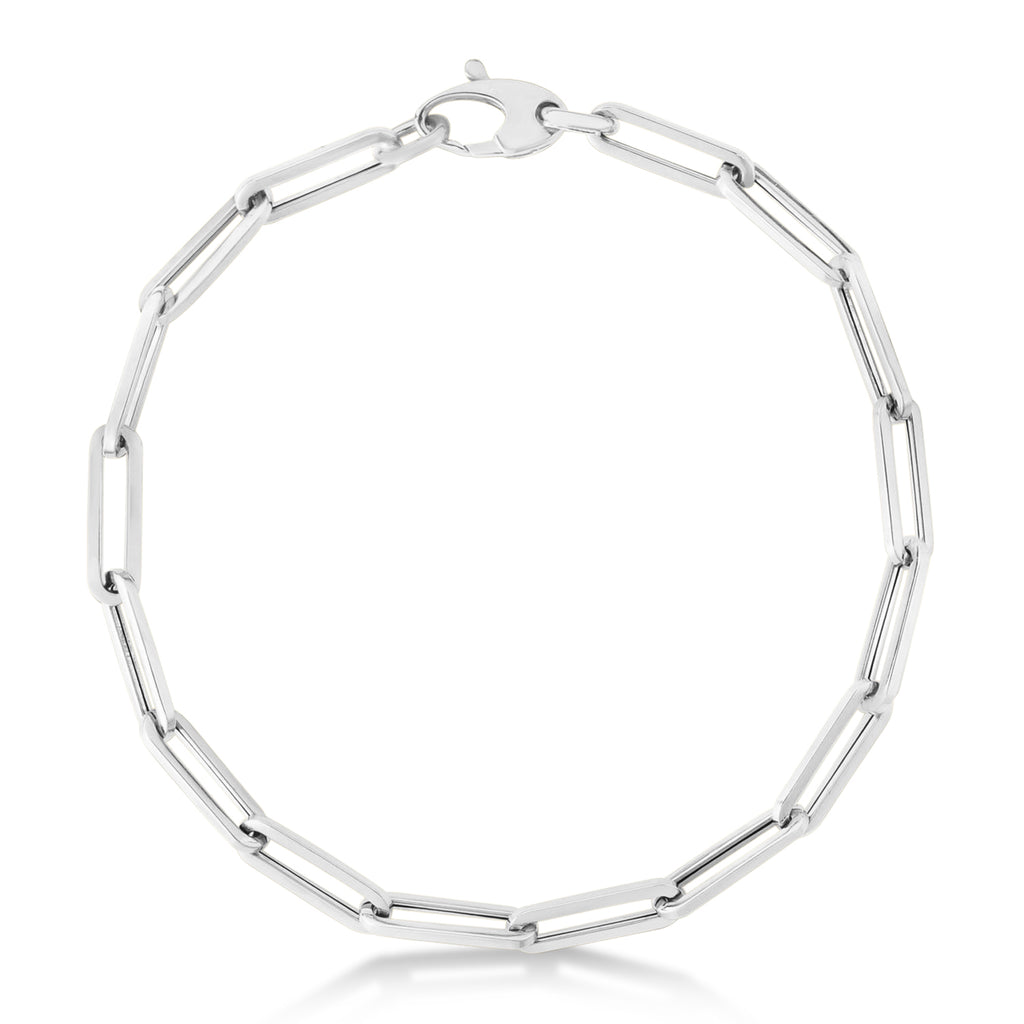 Medium Paperclip Link Chain Necklace 14k White Gold (4.2mm)