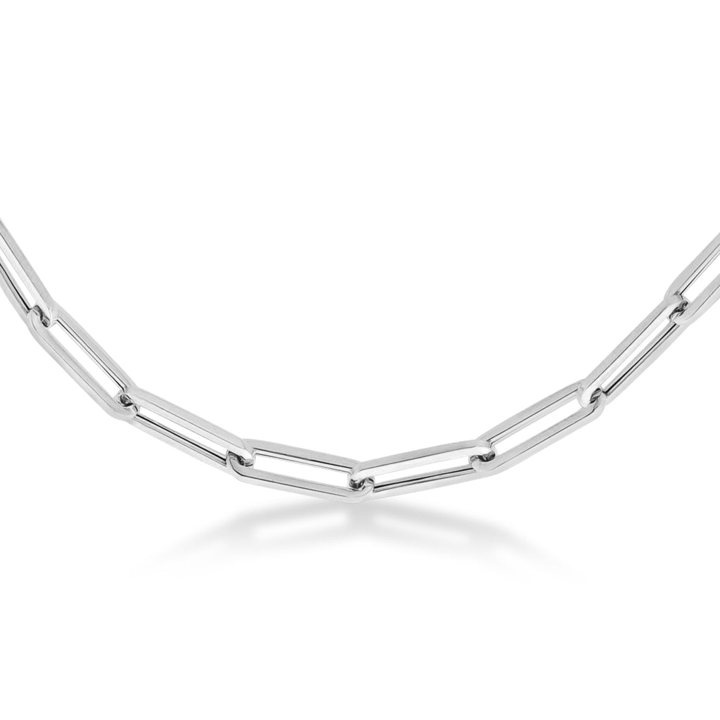 Medium Paperclip Link Chain Necklace 14k White Gold (4.2mm)