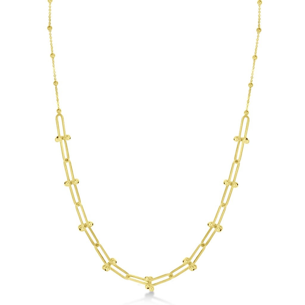U-Link Paperclip Bead Hardwear Chain Necklace 14k Yellow Gold