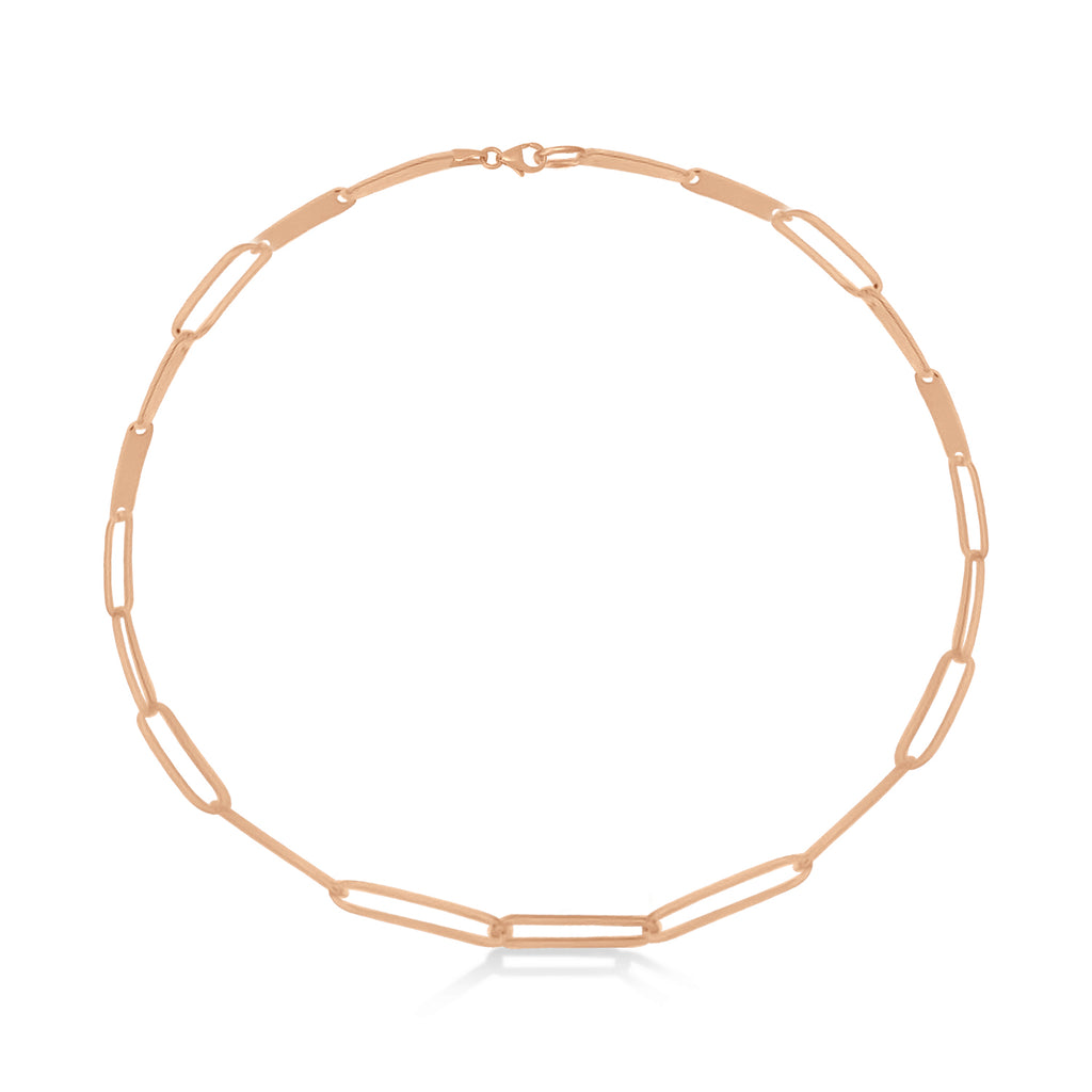 Paperclip Bar Fashion Chain Bracelet 14K Rose Gold