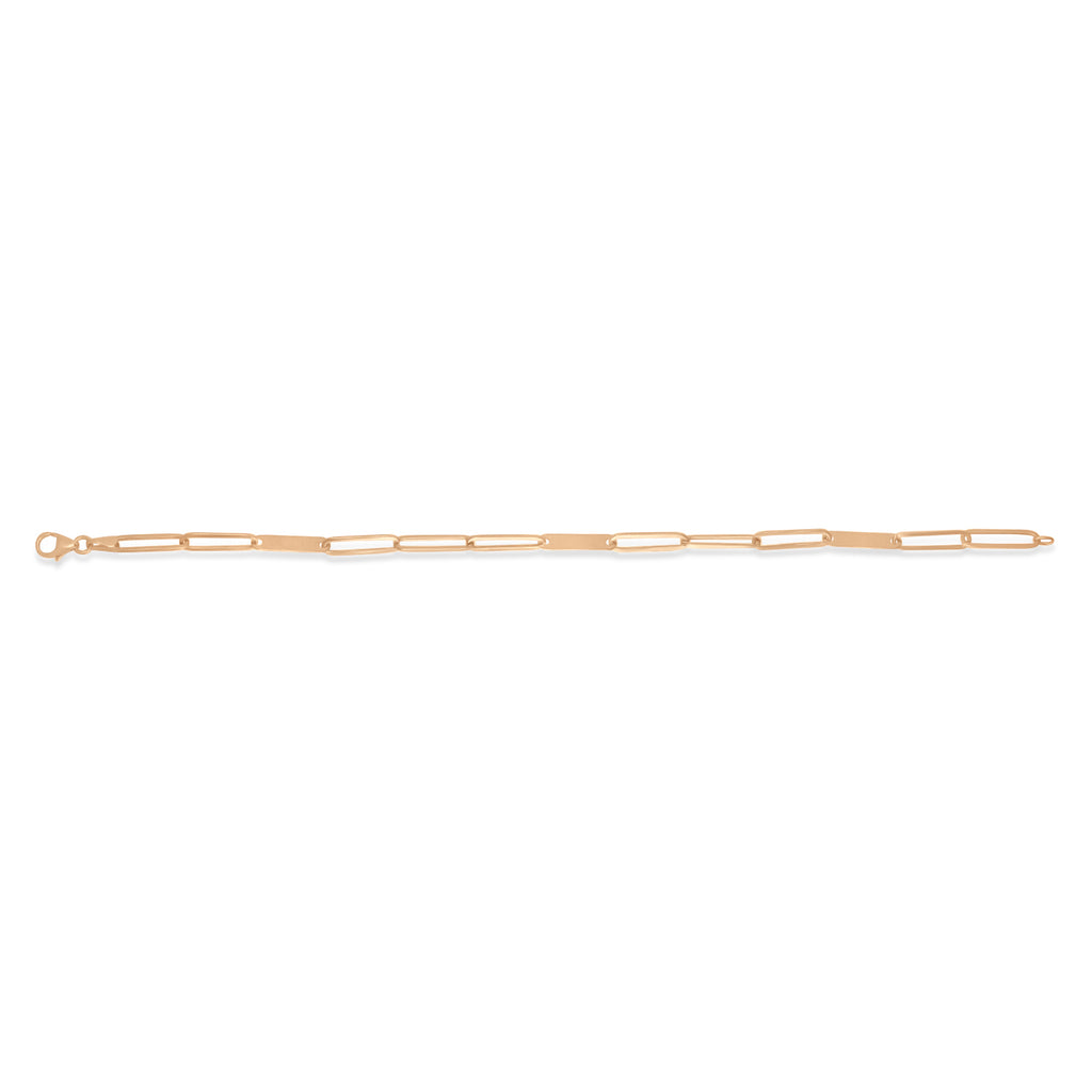 Paperclip Bar Fashion Chain Bracelet 14K Rose Gold