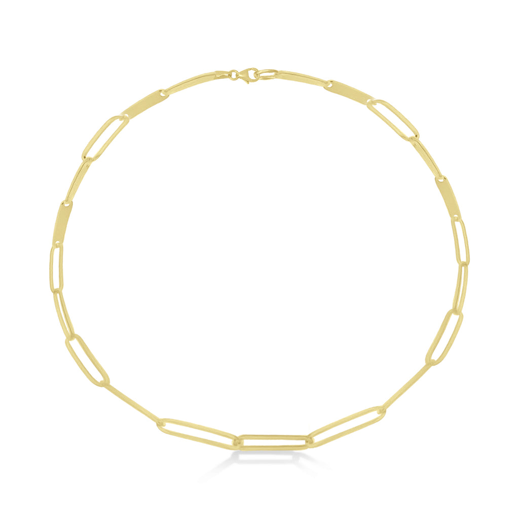 Paperclip Bar Fashion Chain Bracelet 14K Yellow Gold