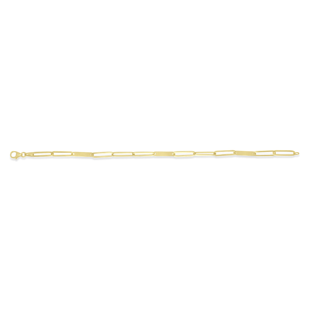 Paperclip Bar Fashion Chain Bracelet 14K Yellow Gold