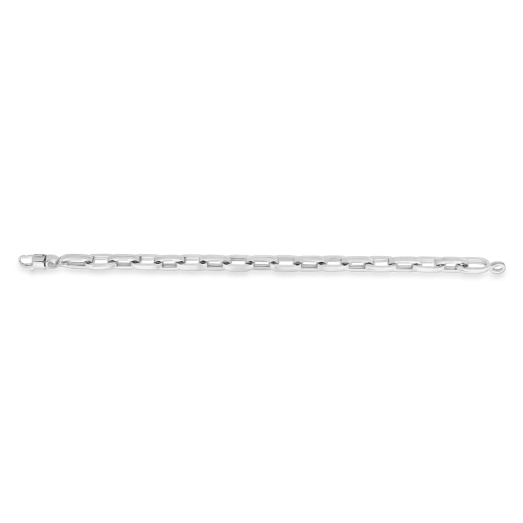 Men's Paperclip Chain Bracelet 14k White Gold (7.3mm)