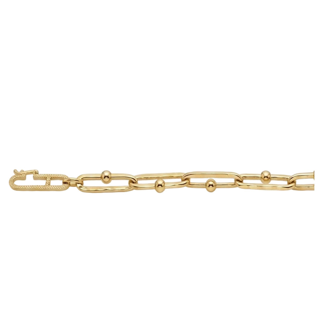 Elongated Jax Link Chain Bracelet 14K Yellow Gold