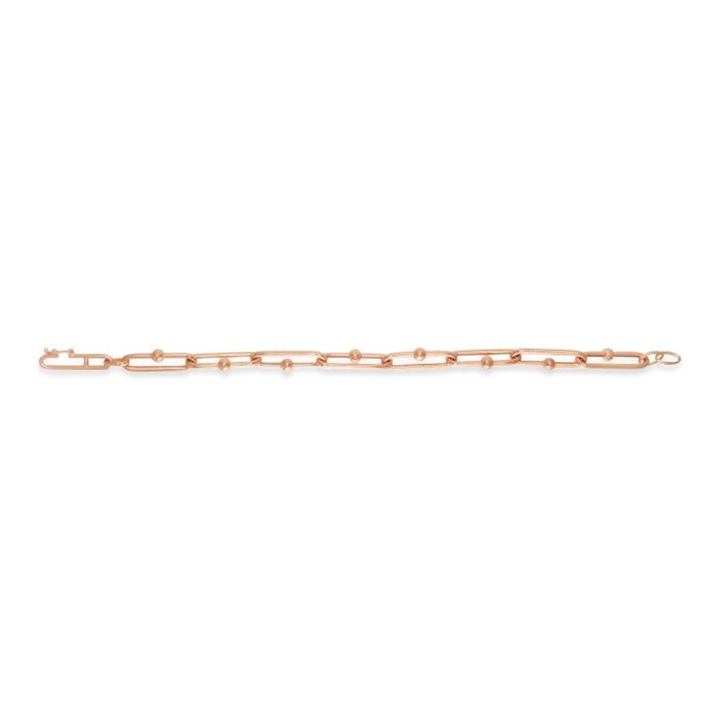 U-Link Paperclip Bead Hardwear Chain Bracelet 14k Rose Gold