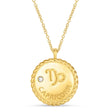 Capricorn Zodiac Diamond Medallion Disk Pendant Necklace 14k Yellow Gold