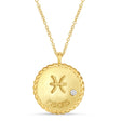 Pisces Zodiac Diamond Medallion Disk Pendant Necklace 14k Yellow Gold
