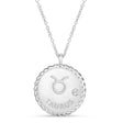 Taurus Zodiac Diamond Medallion Disk Pendant Necklace 14k White Gold