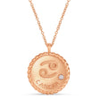 Cancer Zodiac Diamond Medallion Disk Pendant Necklace 14k Rose Gold