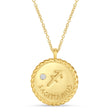 Sagittarius Zodiac Diamond Medallion Disk Pendant Necklace 14k Yellow Gold
