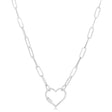 Paperclip Heart Carabiner Pendant Necklace 14k White Gold