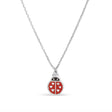 Ladybug Enamel Pendant Necklace 14k White Gold