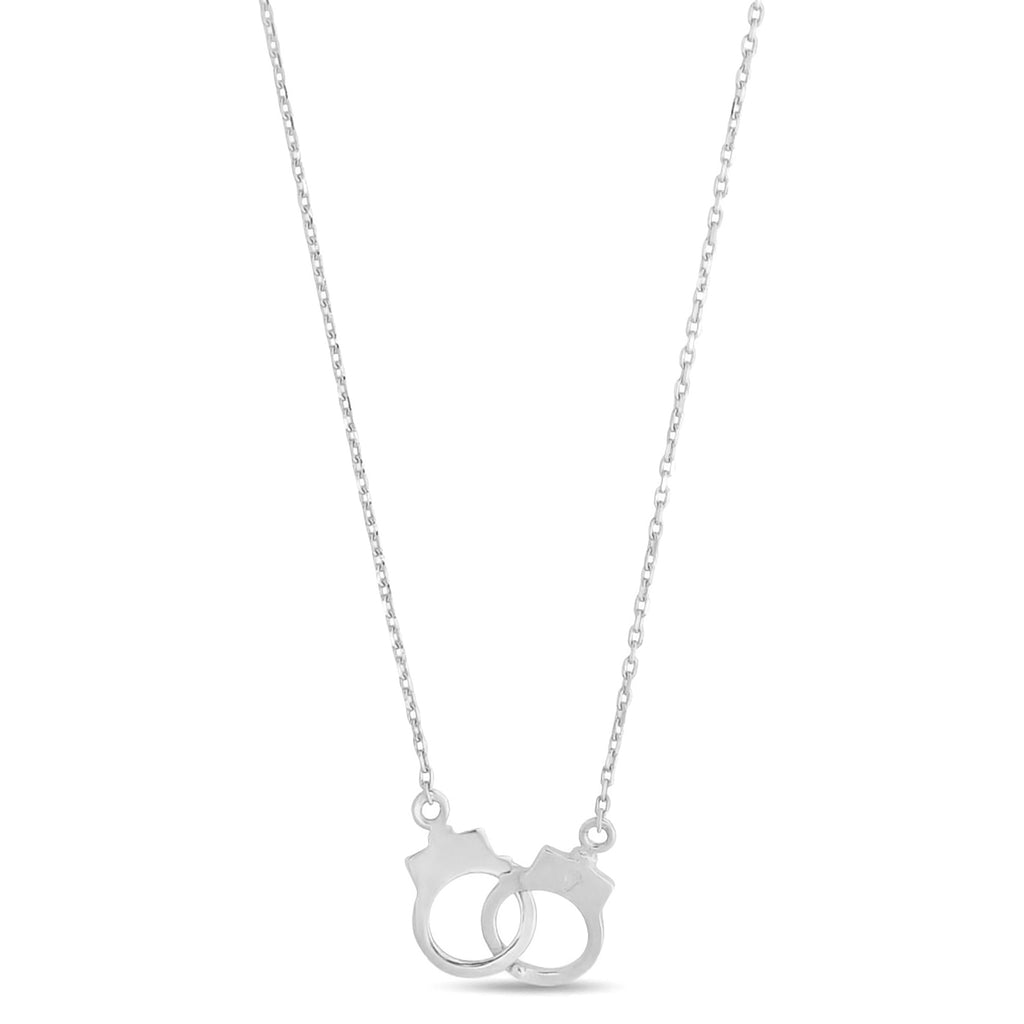 Adjustable Handcuff Necklace Pendant 14K White Gold