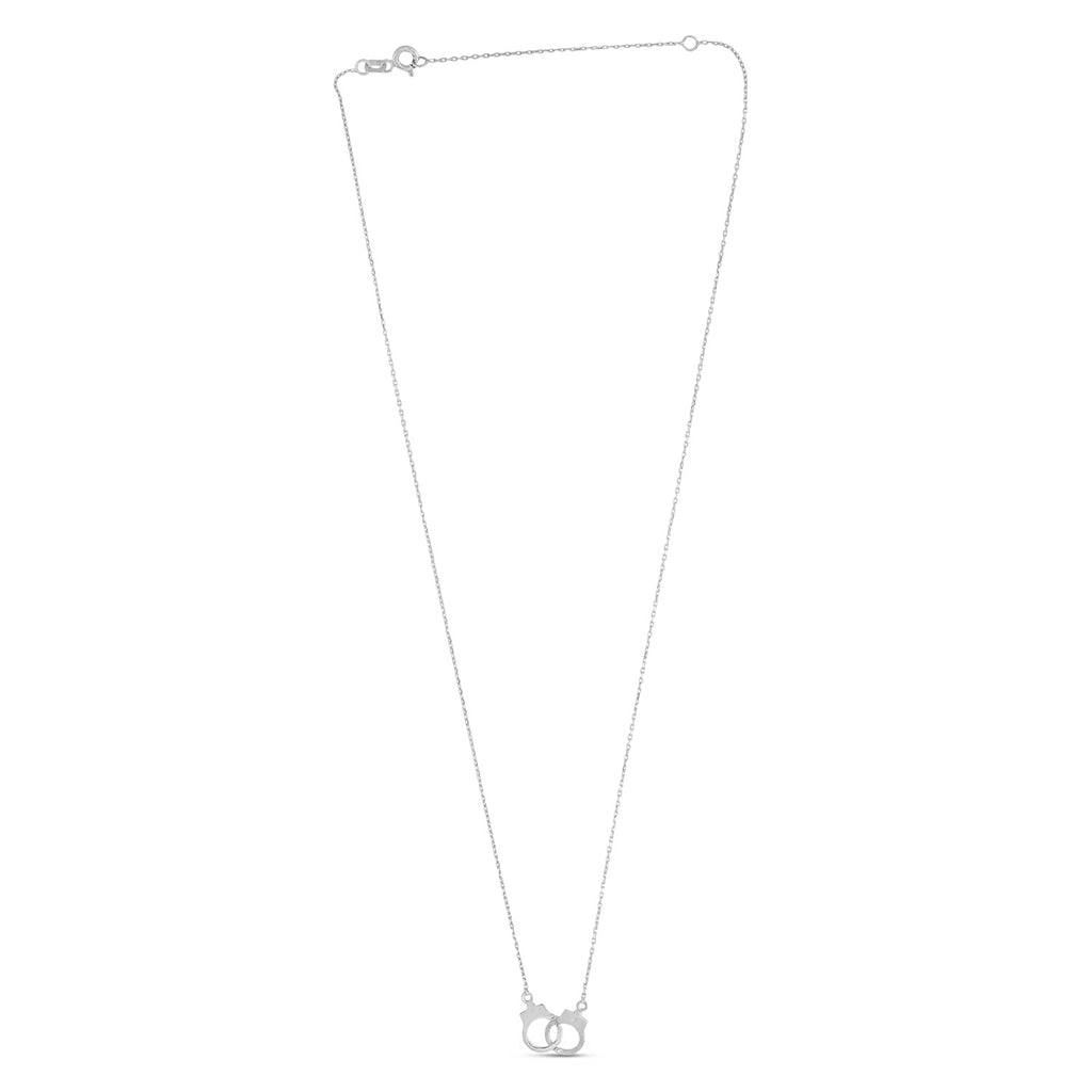 Adjustable Handcuff Necklace Pendant 14K White Gold
