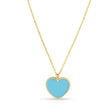Turquoise Heart Pendant Necklace 14k Yellow Gold