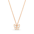Mother of Pearl Butterfly Pendant Necklace 14k Rose Gold