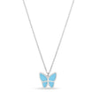 Turquoise Butterfly Pendant Necklace 14k White Gold