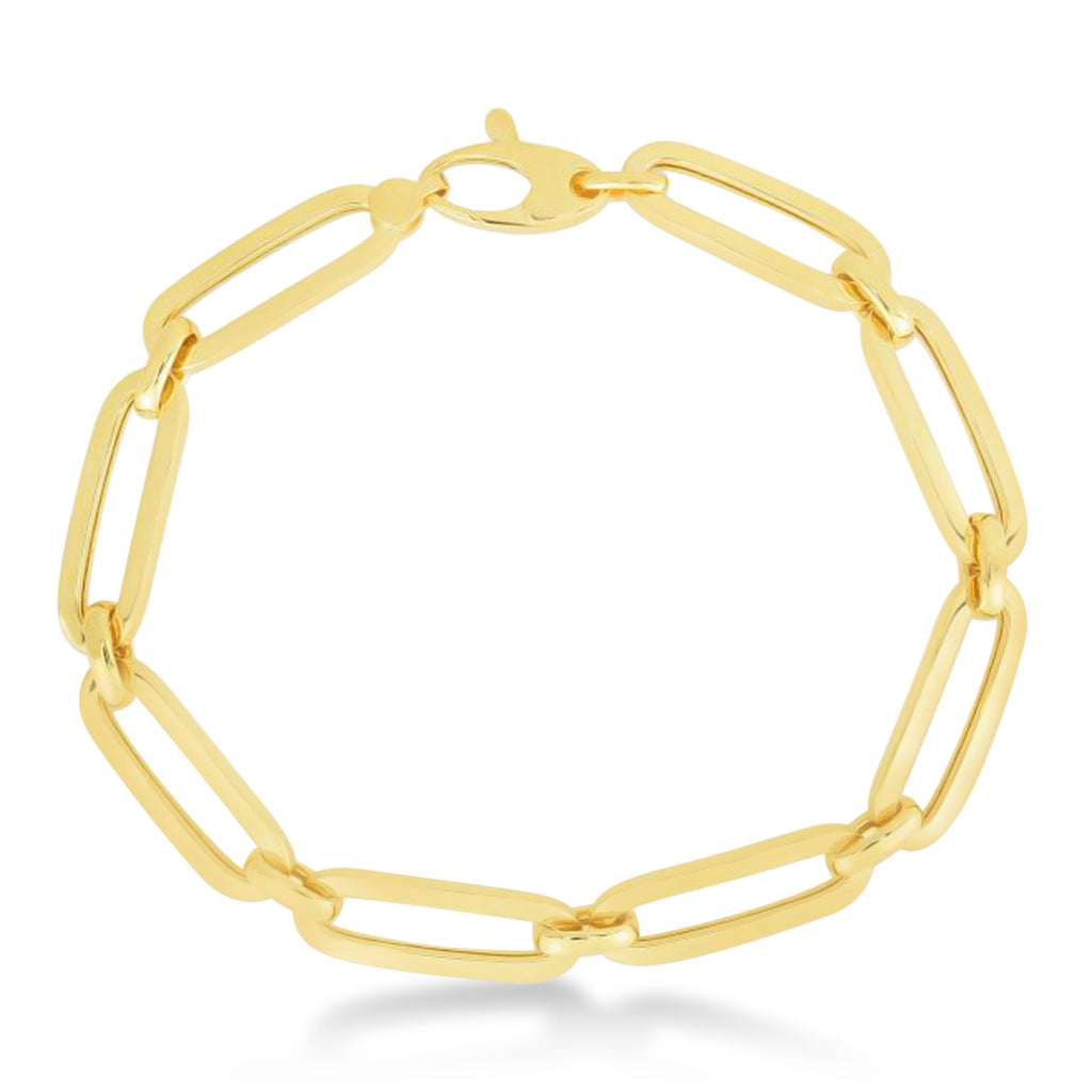 Large Bombay Paperclip Bracelet 14k Yellow Gold (7mm)