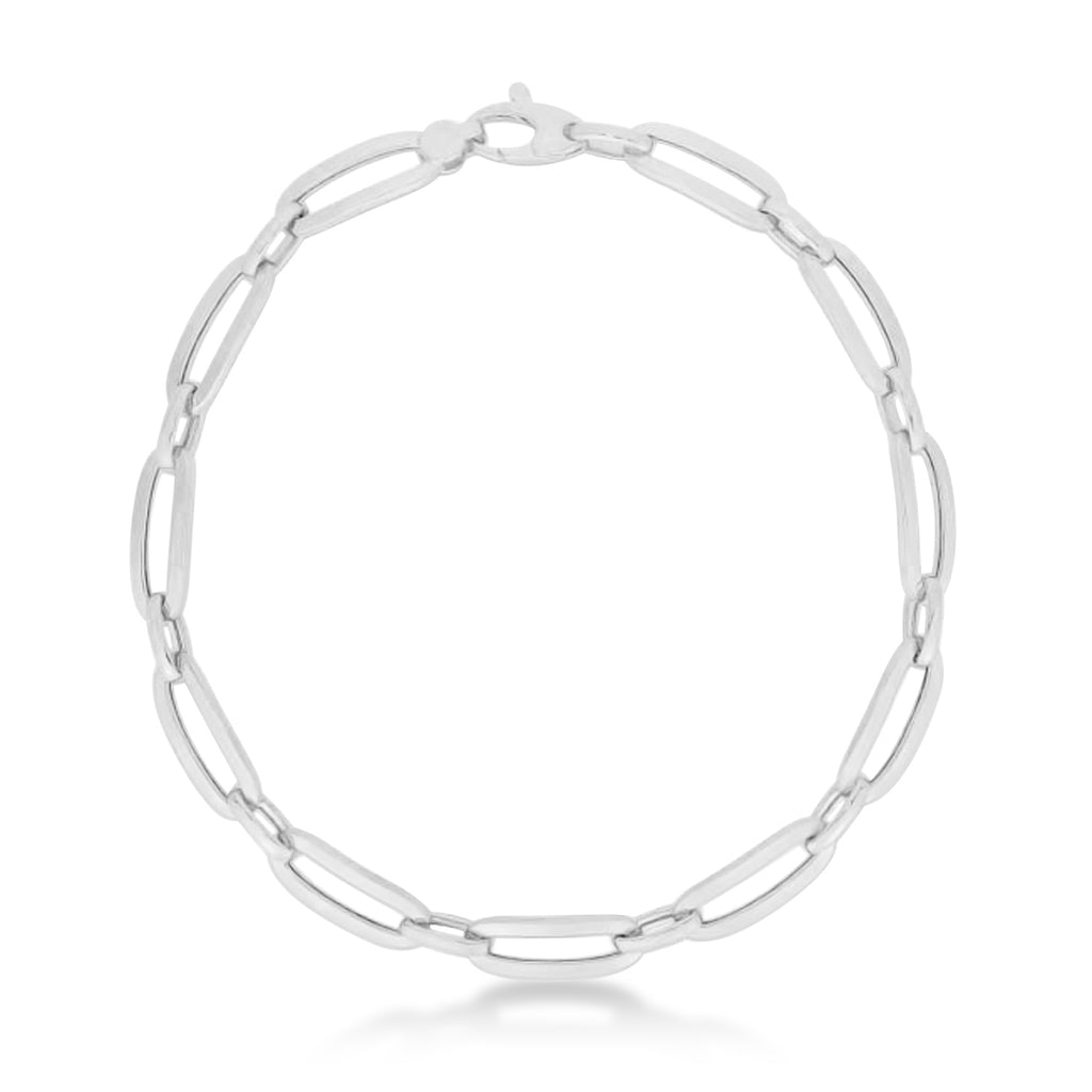 Small Bombay Paperclip Bracelet 14k White Gold (4.6mm)
