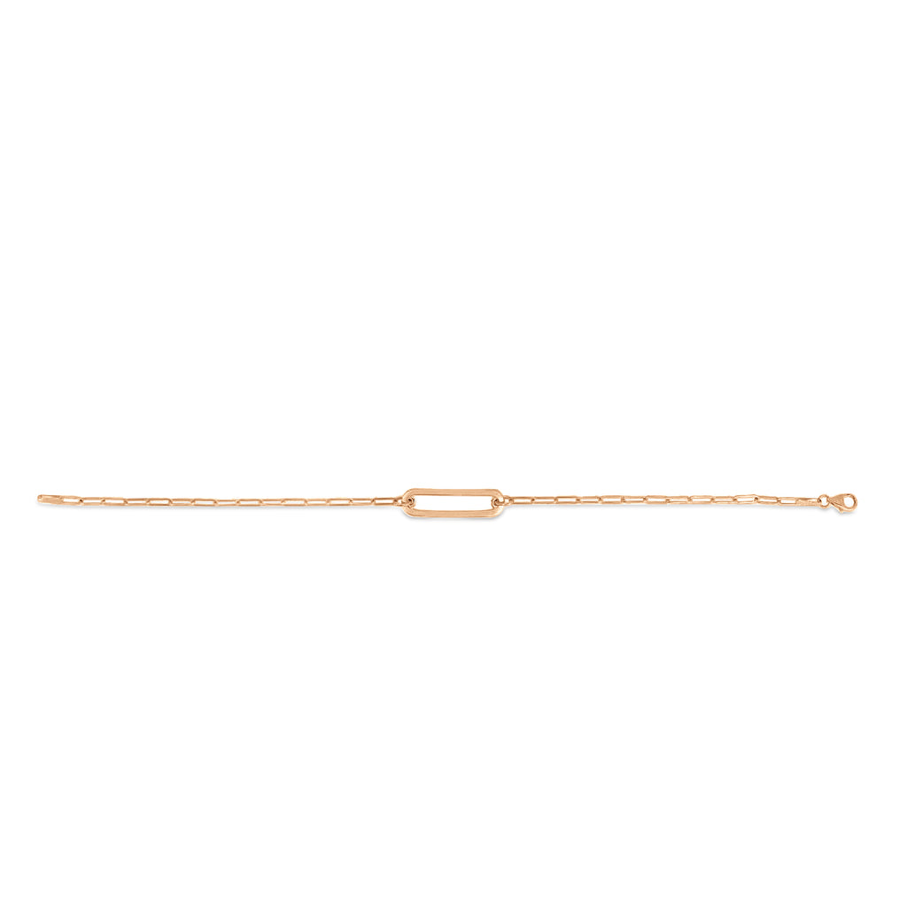 Paperclip Straight Open Bar Bracelet 14k Rose Gold