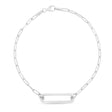 Paperclip Straight Open Bar Bracelet 14k White Gold
