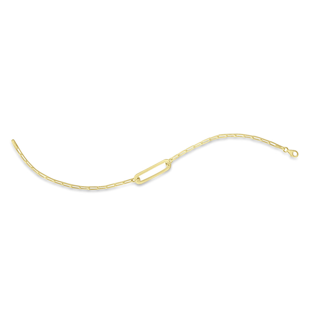 Paperclip Straight Open Bar Bracelet 14k Yellow Gold